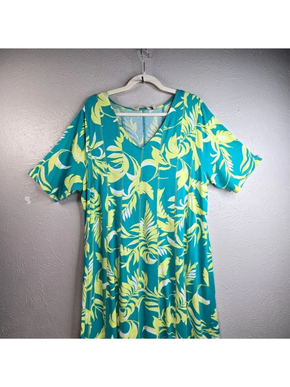 Soft Surroundings Maxi Dress 2X Floral Jersey Knit Short Sleeve Summer Vacation